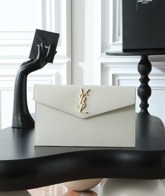 Yves Saint Laurent YSL Uptown Grain Leather Clutch 565739