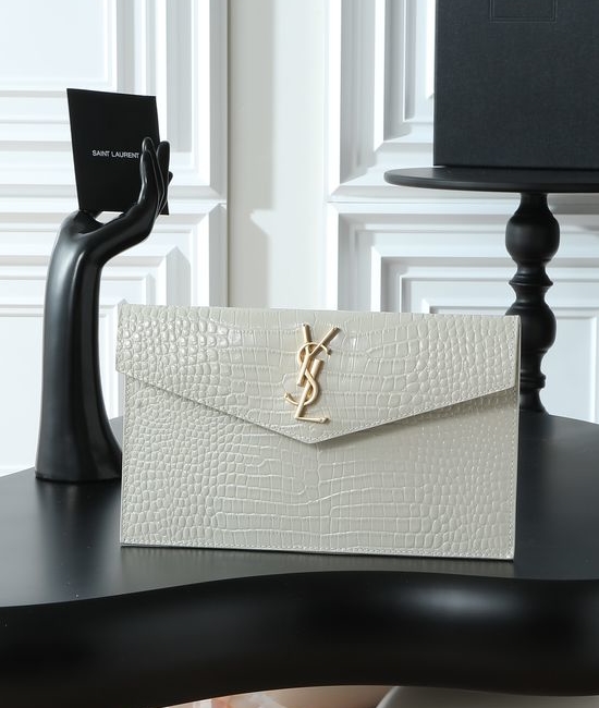 Yves Saint Laurent YSL Uptown Crocodile Pattern Clutch 565739-5