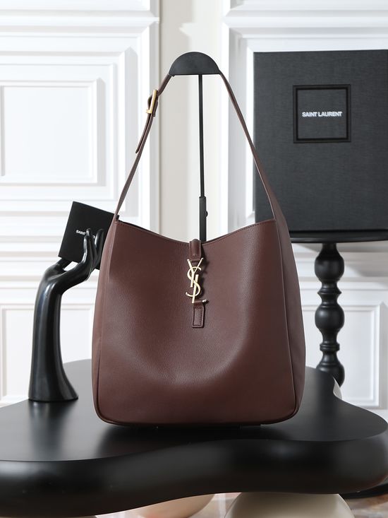 Yves Saint Laurent LE 5A7 Sophisticated Maroon Leather Hobo 753837