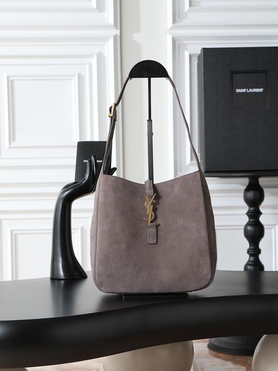 Yves Saint Laurent LE 5A7 Gray Suede Shoulder Bag 713938