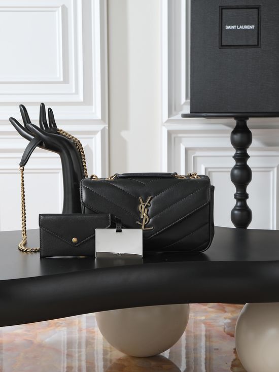 Yves Saint Laurent LouLou Black Gold Buckle Bag 801437