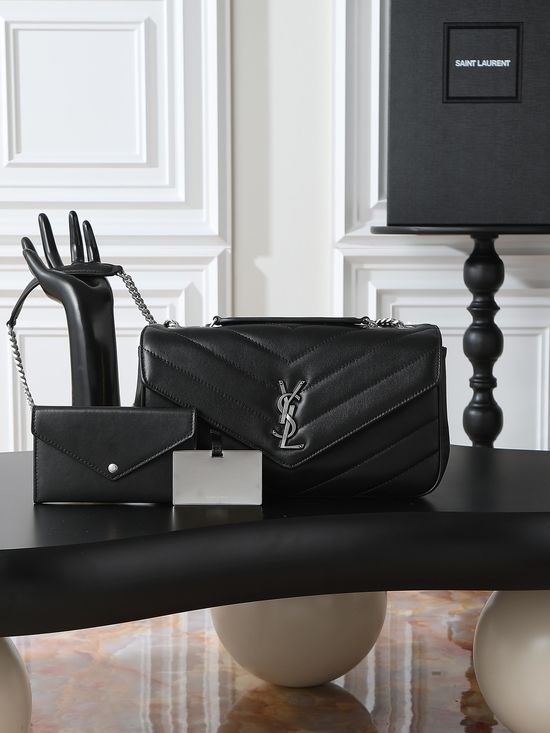 Yves Saint Laurent LouLou Black Silver Buckle Bag 801439