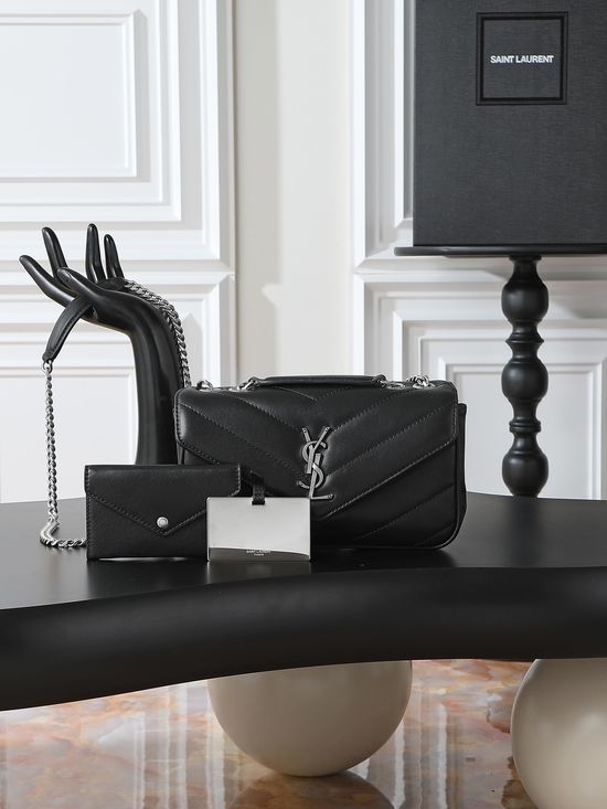Yves Saint Laurent LouLou Black Silver Buckle Bag 801437