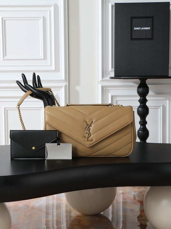 Yves Saint Laurent LouLou Beige Gold Buckle 801439