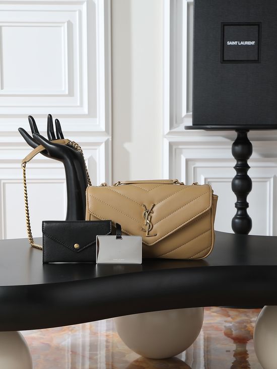 Yves Saint Laurent LouLou Beige Gold Buckle 801437