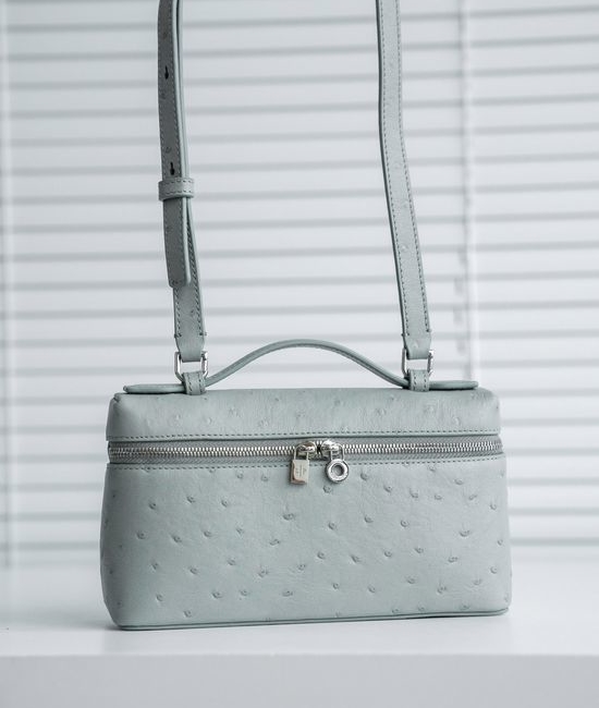 Loro Piana Extra Pocket Ostrich Pattern Tote Crossbody Bag 3669