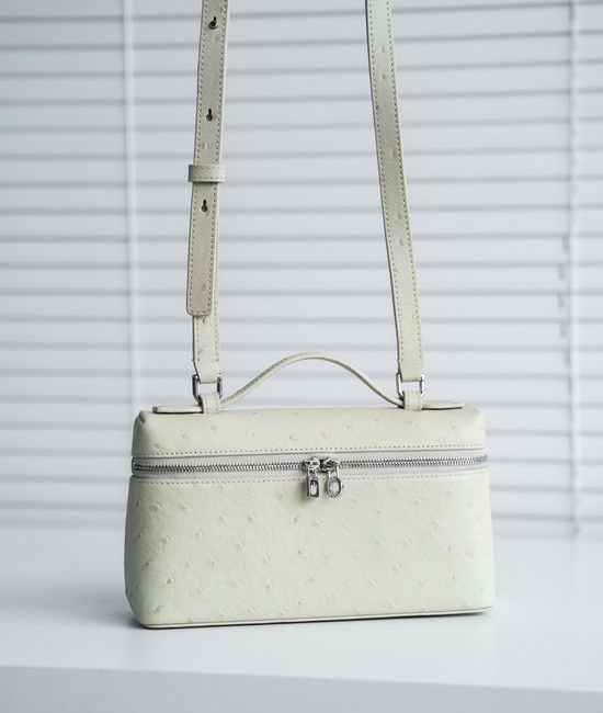 Loro Piana Extra Pocket Ostrich Pattern Tote Crossbody Bag 3668