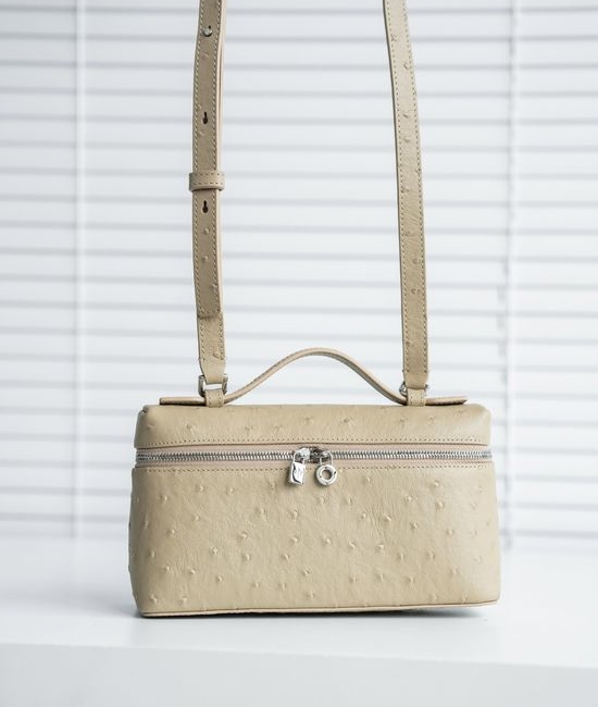 Loro Piana Extra Pocket Ostrich Pattern Tote Crossbody Bag 3667