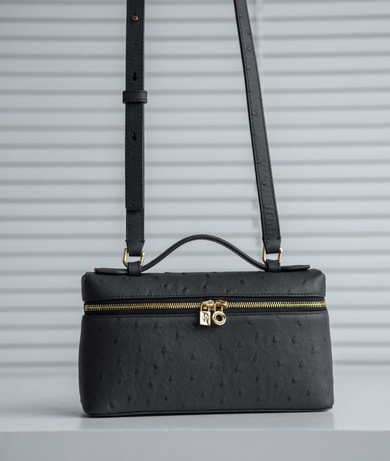 Loro Piana Extra Pocket Ostrich Pattern Handbag 3664