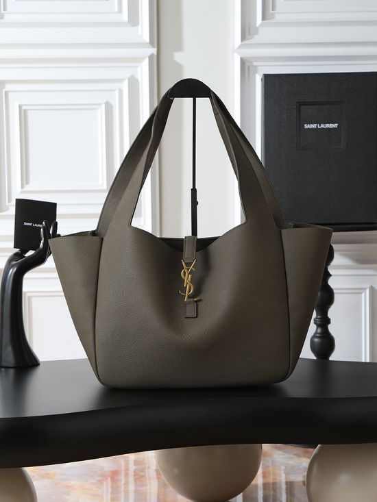 Yves Saint Laurent Bea Hobo Shopping Bag Green Gold Buckle 763435