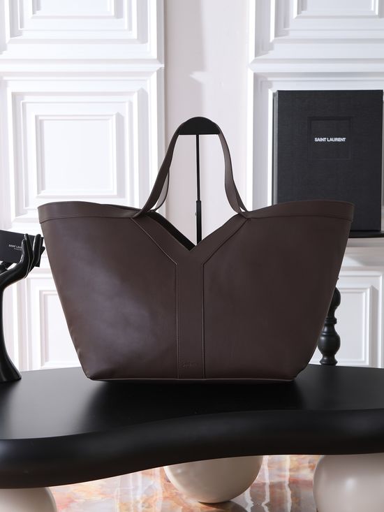 Yves Saint Laurent Shopping Bag Coffee Cowhide 817602