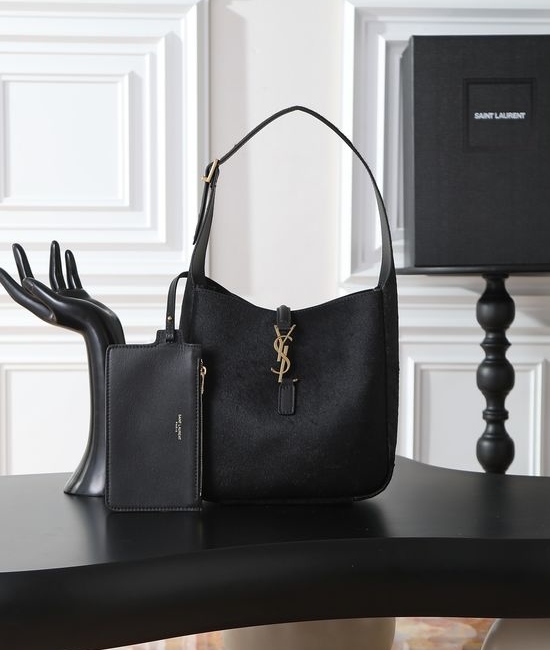 Yves Saint Laurent YSL LE 5A7 Black Horsehair Shoulder Bag 713938