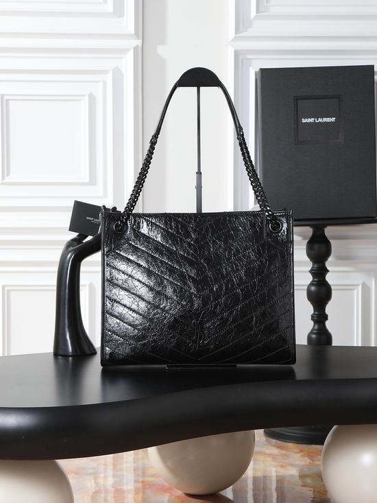 Yves Saint Laurent Niki Shopping Bag Black Black Buckle 577999
