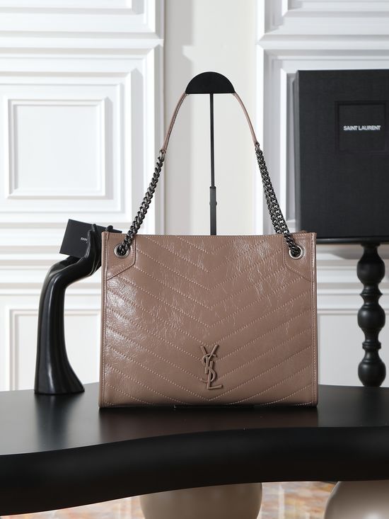 Yves Saint Laurent Niki Shopping Bag Beige Silver Buckle 577999