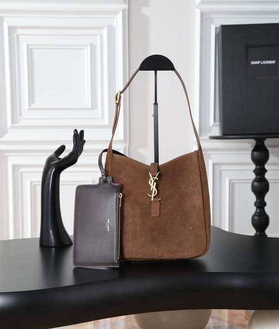 Yves Saint Laurent YSL LE 5A7 Coffee Suede Shoulder Bag 713938