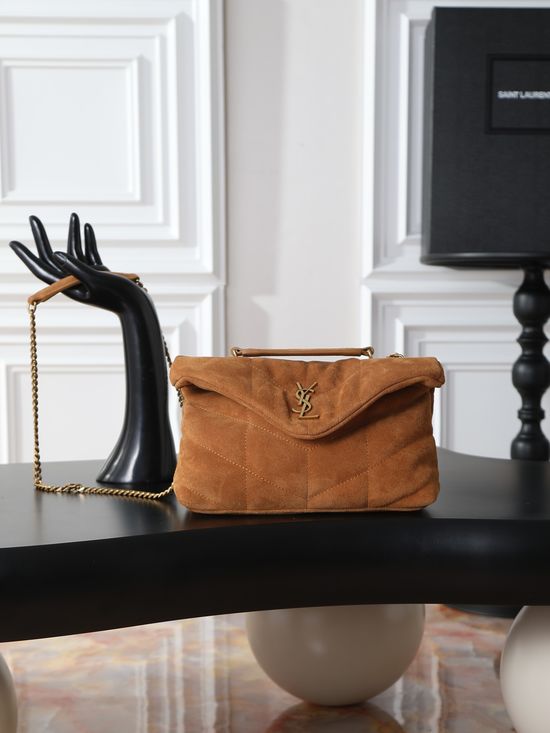 Yves Saint Laurent Loulou Puffer Mini Suede Shoulder Bag 759337