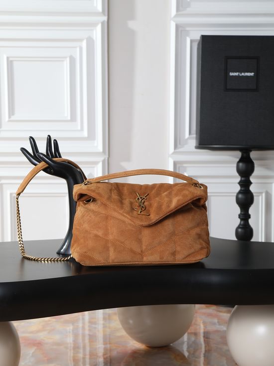 Yves Saint Laurent Loulou Puffer Suede Shoulder Bag 577476