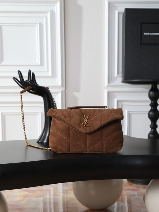 Yves Saint Laurent Loulou Puffer Mini Suede Shoulder Bag 759337