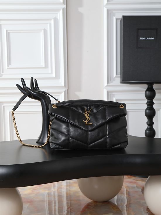 Yves Saint Laurent Loulou Puffer Black Gold Buckle Bag 577476