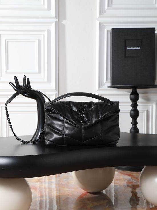 Yves Saint Laurent Loulou Puffer Black Black Buckle Bag 577476