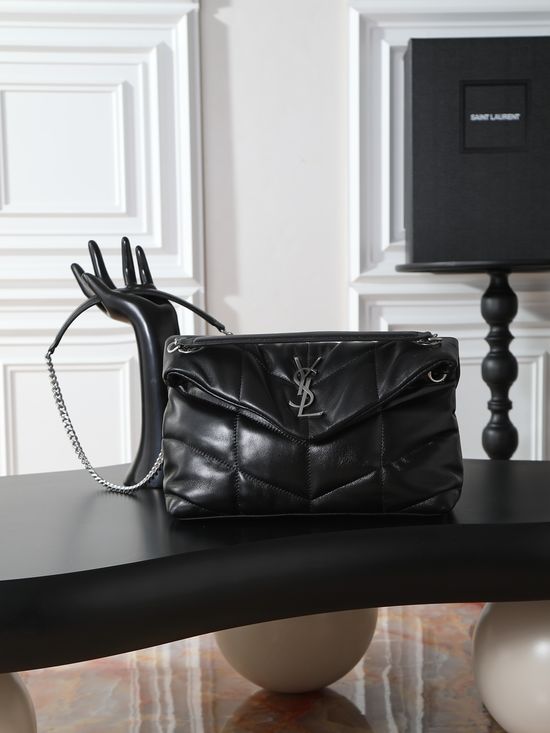 Yves Saint Laurent Loulou Puffer Black Silver Buckle Bag 577476