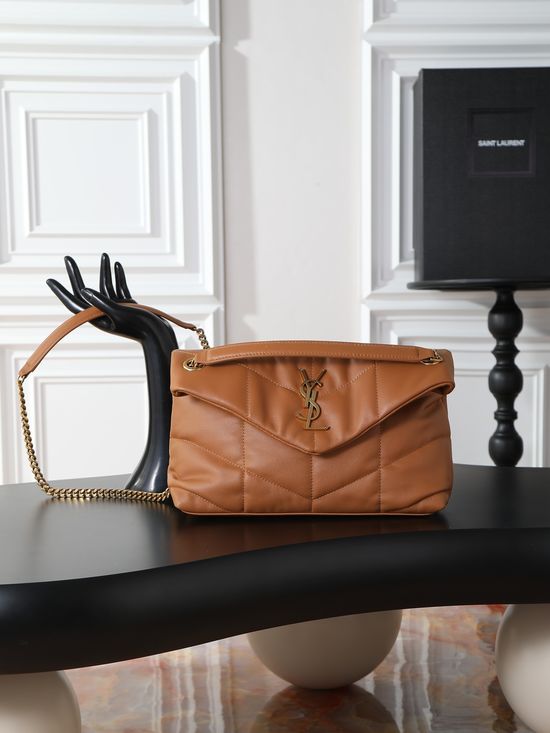 Yves Saint Laurent Loulou Puffer Caramel Gold Buckle Bag 577476