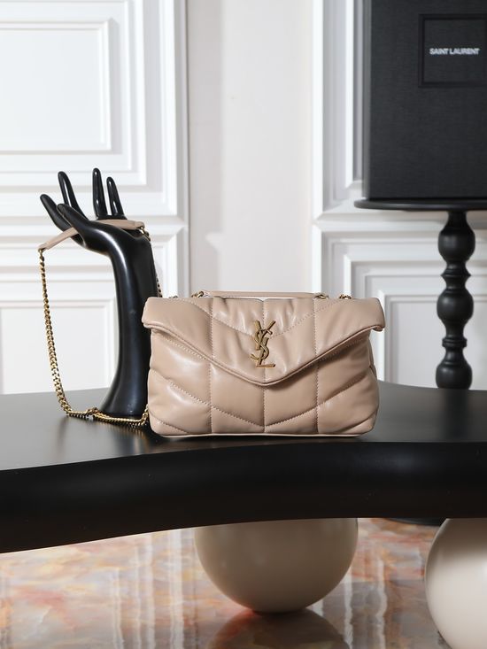 Yves Saint Laurent Loulou Puffer Mini Beige Gold Hardware 759337