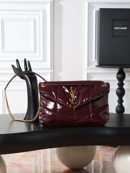 Yves Saint Laurent Loulou Puffer Quilted Patent Leather Chain Bag 577476