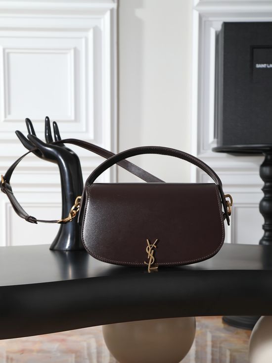 Yves Saint Laurent VOLTAIRE Coffee Leather Top Handle Bag 7984