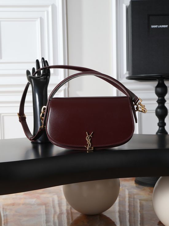 Yves Saint Laurent VOLTAIRE Burgundy Leather Top Handle Bag 7983