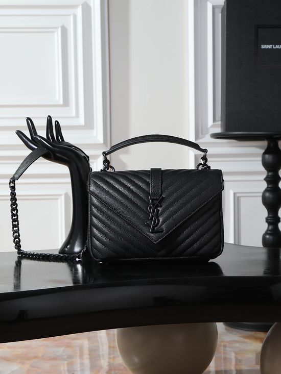 Yves Saint Laurent Monogram College Black Black Buckle 392737