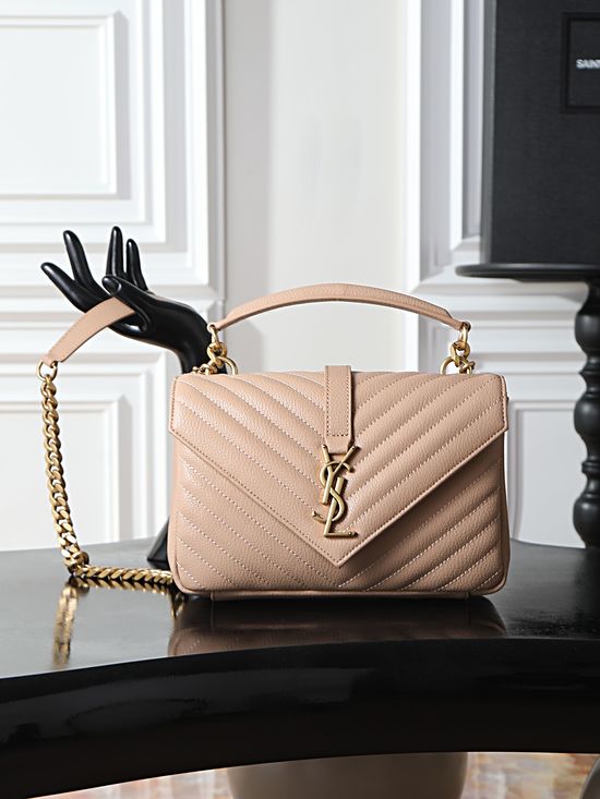 Yves Saint Laurent Monogram College Beige Gold Buckle 392737