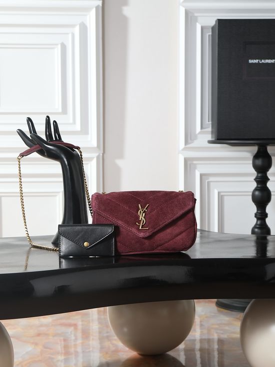 Yves Saint Laurent LouLou Shoulder Bag Suede Detachable 821749