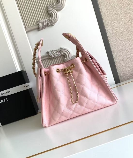 Chanel Hobo Quilted Chain Drawstring Shoulder Bag AS5293
