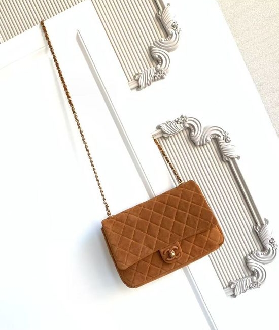 Chanel 26C Suede Quilted CF Shoulder Bag AS5987