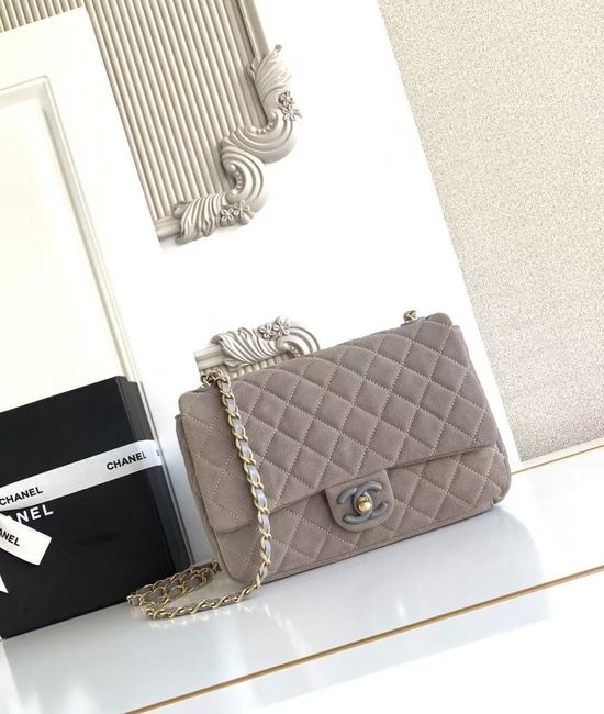 Chanel 26C Quilted Suede CF Bag AS5991