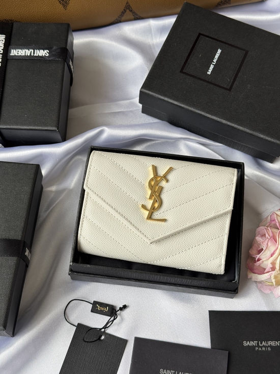 Yves Saint Laurent Short Bifold Caviar Leather Wallet 414404