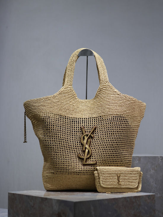 Yves Saint Laurent ICARE Woven Shopping Tote Bag 698651
