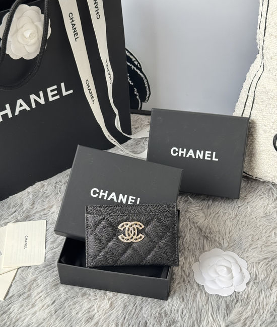 Chanel Classic Caviar Diamond Card Holder AP2787
