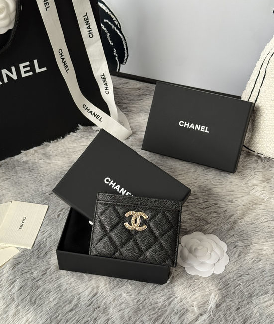 Chanel Embossed Double C Caviar Card Holder AP3098