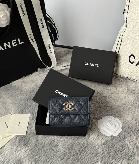 Chanel Caviar Leather Card Holder with Double C Logo AP3097