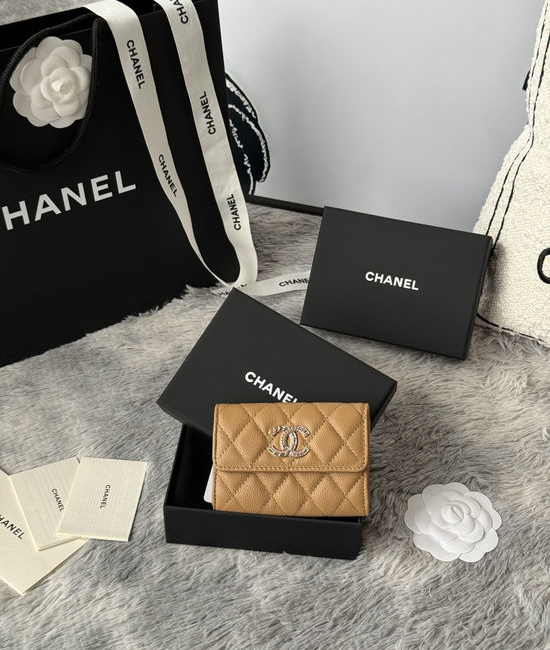 Chanel Caviar Leather Card Holder with Double C Logo AP3097