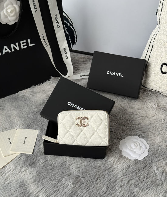 Chanel Caviar Leather Card Holder Wallet 3045