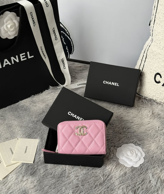 Chanel Caviar Leather Card Holder Wallet 3045