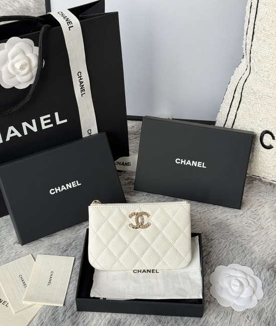 Chanel Caviar Leather Zipper Card Holder AP3099