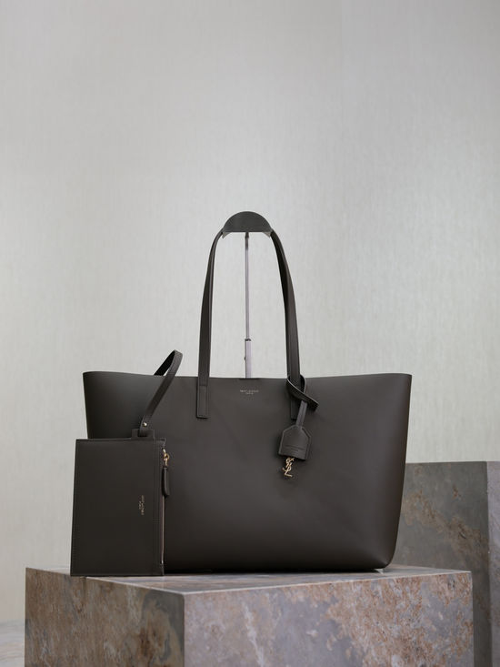 Yves Saint Laurent Green Leather Shopping Tote Bag 394195