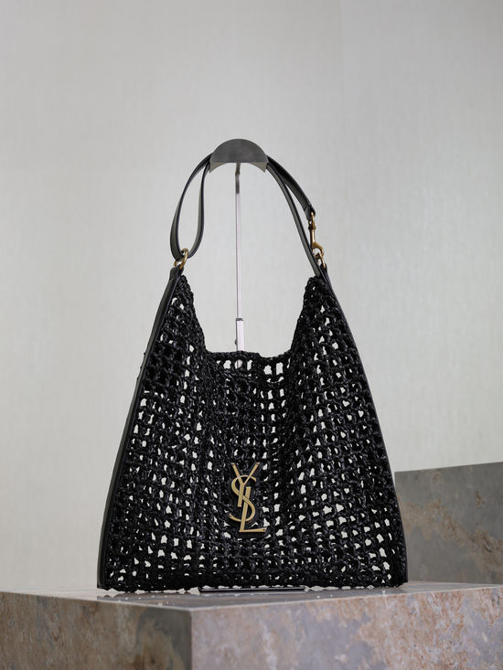 Yves Saint Laurent Woven Raffia Shoulder Bag 781289