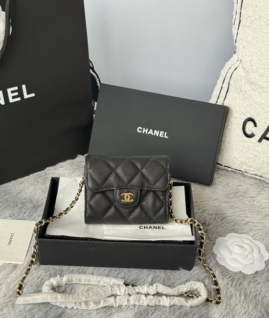 Chanel Chain Mini Caviar Leather Pouch A81082