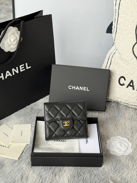 Chanel CF Short Trifold Wallet with 6 Card Slots 82288