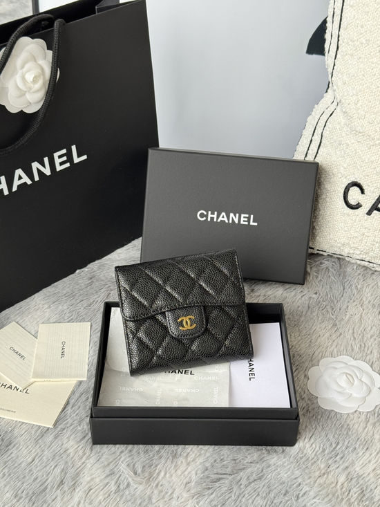 Chanel Lambskin Quilted Short Trifold Wallet 82288